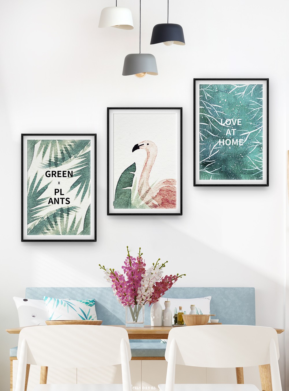 Lá nhiệt đới tranh vẽ CHL3-023-KG